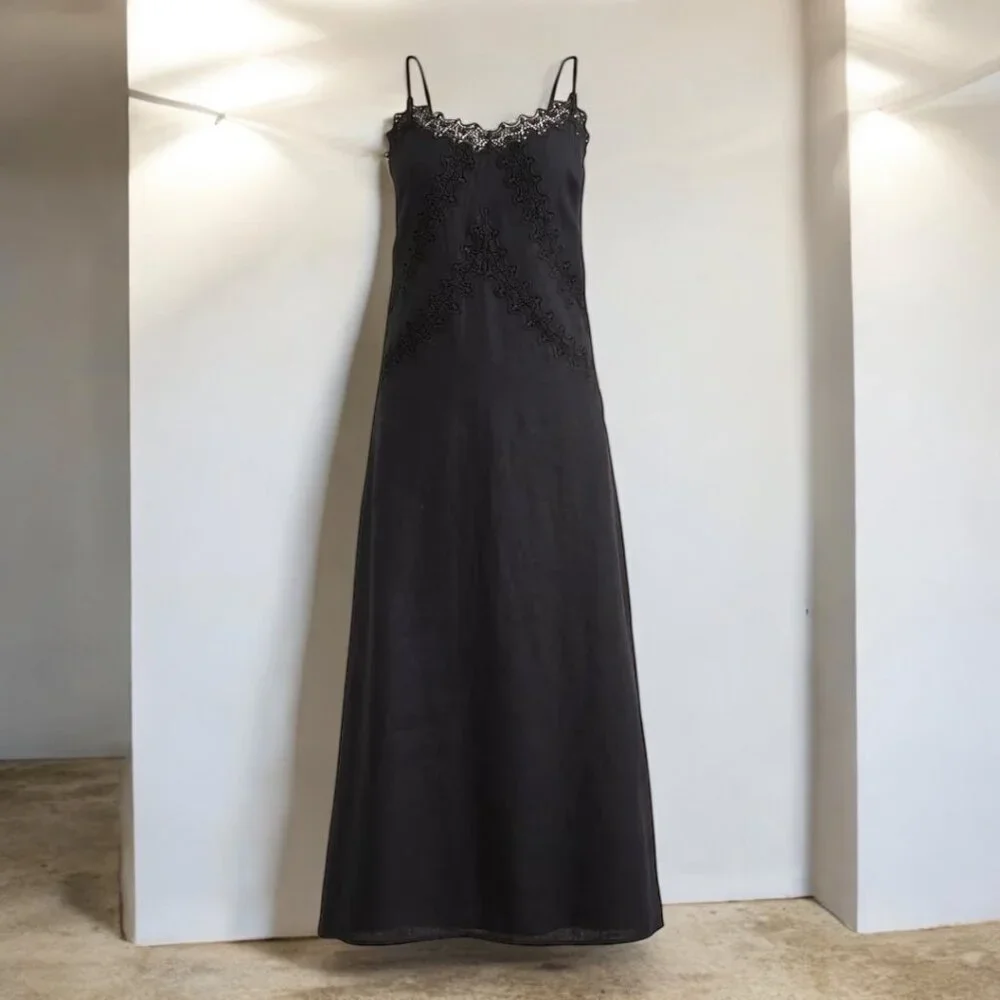 J. Crew Lace-trim slip dress in linen Size 4 - Picture 2 of 11